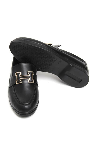 Aksesuarlı Mat Loafer Ayakkabı Siyah