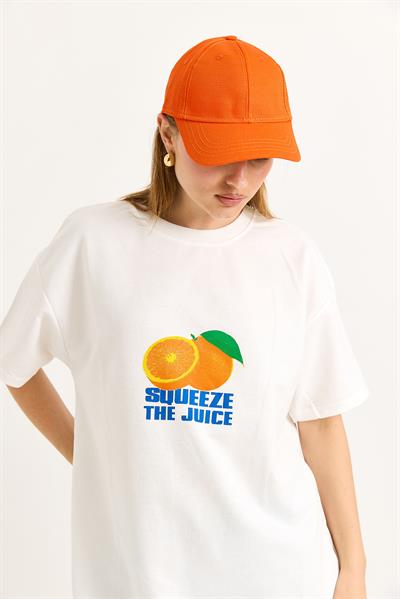 Oversize Ön ve Arka Baskılı Tshirt Beyaz