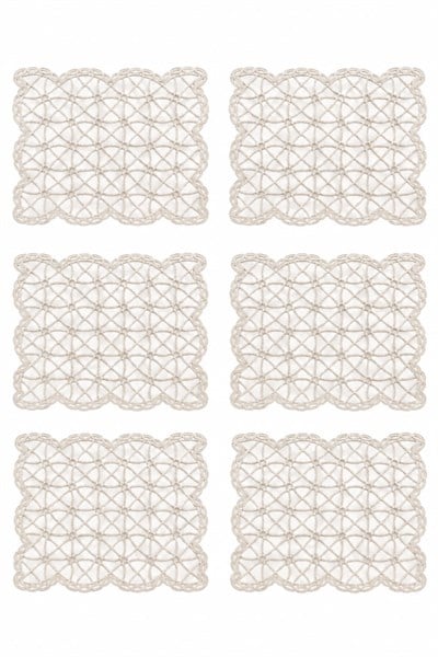 6lı Geometrik Desenlİ 40x28 Ölçülü Runner Beyaz