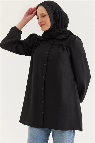 Bebe Yaka Gömlek Tunik Siyah
