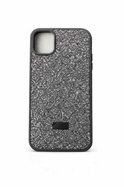İphone 15 Uyumlu Full Taş Detaylı Swarovski Kılıf Antrasit