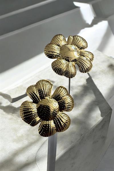 Papatya Model Altın Kaplama Gold Küpe