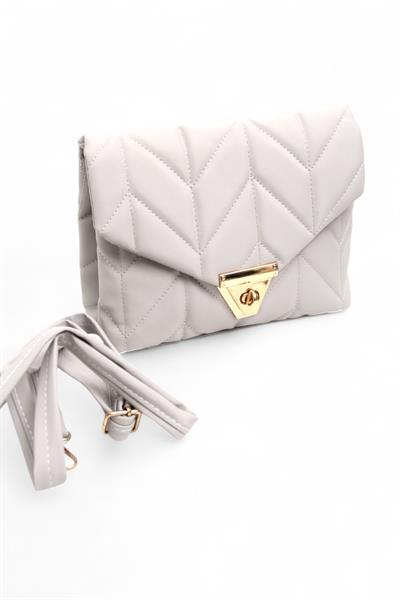 Kapitone Model Çift Gözlü El Ve Omuz Çantası Gri