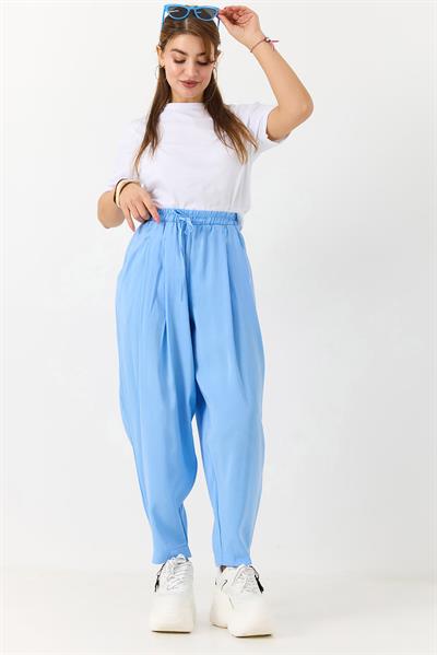 Kadın Şalvar Tipi Salaş Bel Bağcıklı Pantolon