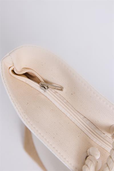 Fermuarlı Kadın Plaj Çantası Bej