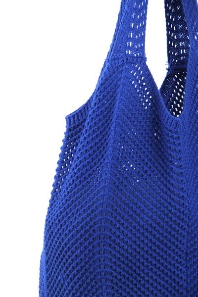 Omuz Askılı Triko Çanta Saks