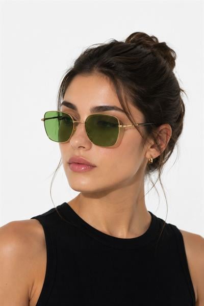 Kadın Gold Saplı UV Korumalı Güneş Gözlüğü Yeşil