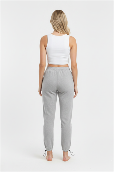 Kadın Paçası Lastıkli Geniş Paça Eşofman Altı Gri