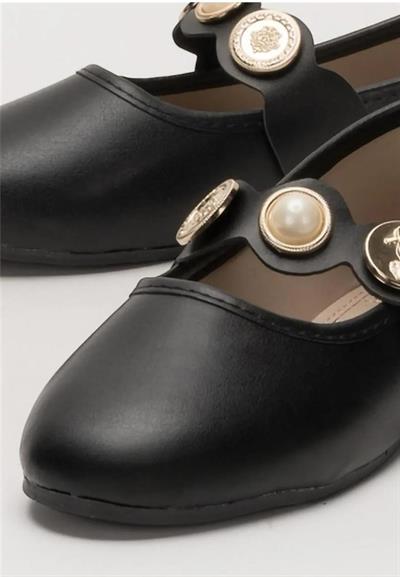 Tek Bant Aksesuarlı Kadın Babet Siyah