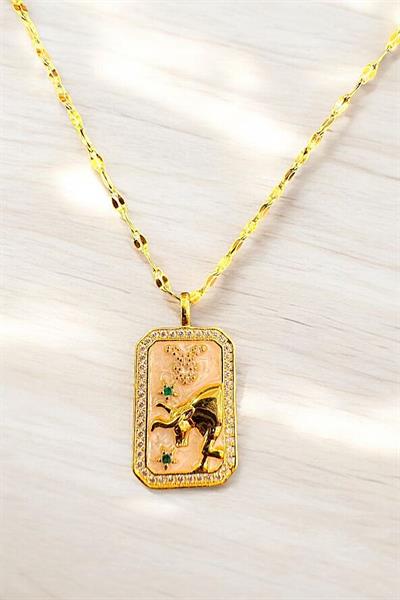 Boğa Burcu Altın Rengi Kaplama Çelik Kolye Gold