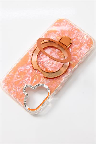 İphone 17 Uyumlu Magsafe Dönebilen Halkalı Kılıf Turuncu