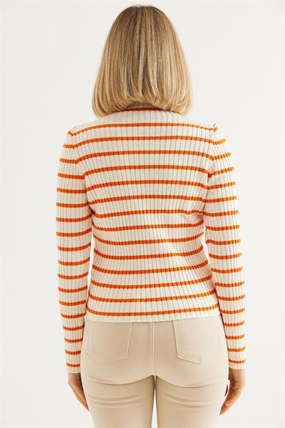 Yarım Balıkçı Yaka  Mevsimlik Triko Kazak Turuncu