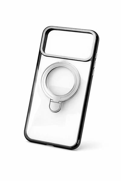 İphone 17 Pro Uyumlu Magsafe Dönebilen Halkalı Kılıf Lens Korumalı Gri