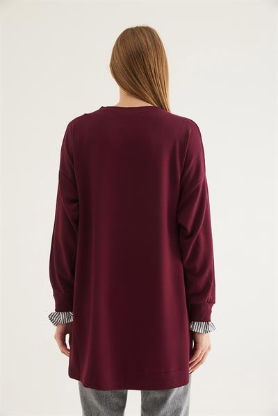 Gömlek Garnili Modal Tunik Bordo