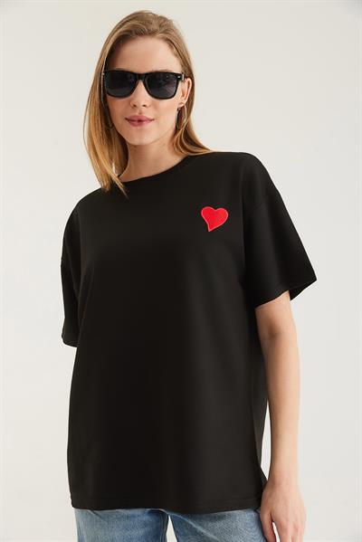 Bisiklet Yaka  Kısa Kol Basic Tshirt Siyah