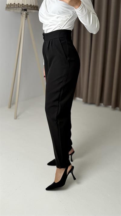 Yüksel BeLl Kemerli  Kumaş Pantolon Siyah