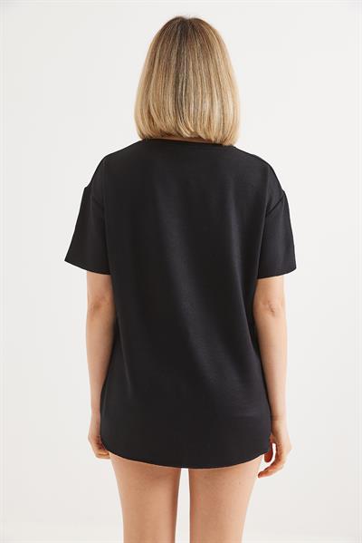 Bisiklet Yaka  Oysho Basic Tshirt Siyah