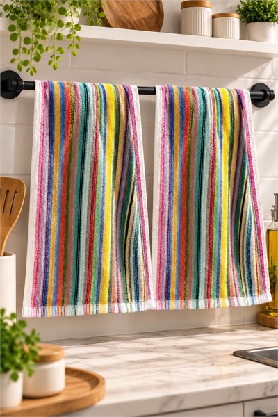 2li Renkli 33X25cm Ölçülü El Havlusu/Bezi Karışık
