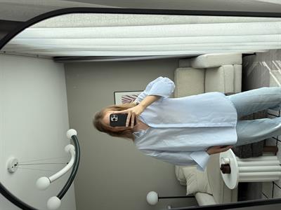 Çizgi Desenli  Rahat Kesim Kadın Gömlek Mavi