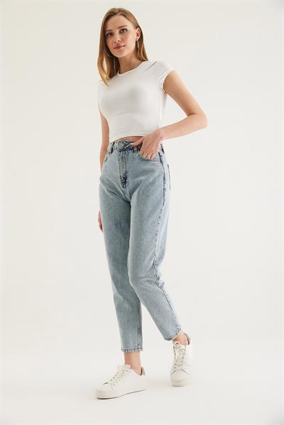 Yüksel Bel Kadın Kot Pantolon Mavi