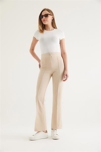 Yüksel Bel Krep Pantolon Bej