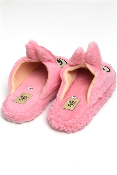 Figürlü Peluş Ev Terliği Pembe