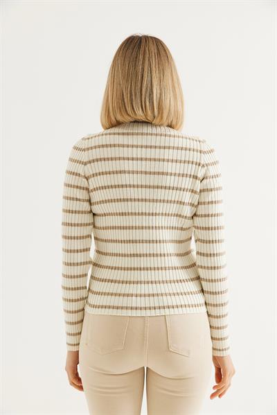 Yarım Balıkçı Yaka  Mevsimlik Triko Kazak Krem