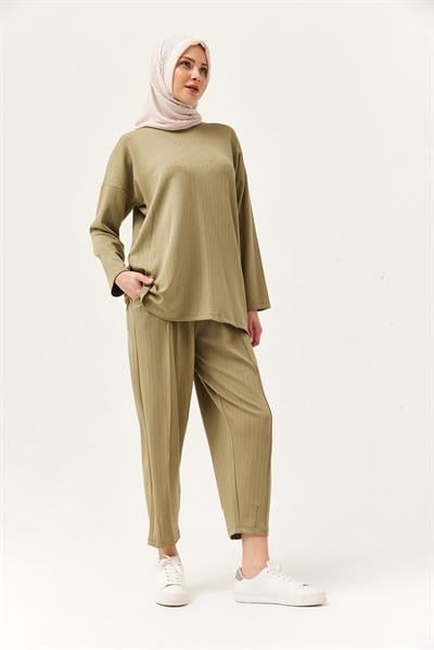 Rahat Kesim Bisiklet Yaka İkili Takım Haki