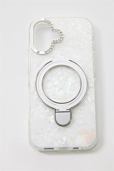 İphone 17 Uyumlu Magsafe Dönebilen Halkalı Kılıf Beyaz