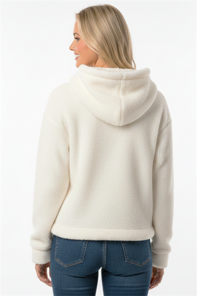 Kadın Kapüşonlu Welsoft Uzun Kollu Ekru Sweatshirt