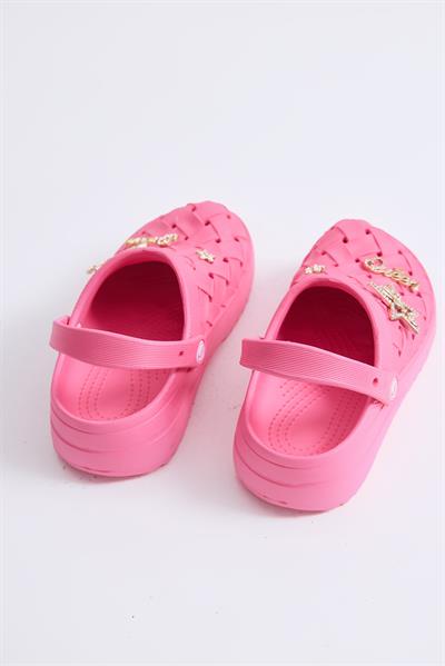 Masaj Tabanlı  Aksesuarlı Crocs Terlik Pembe