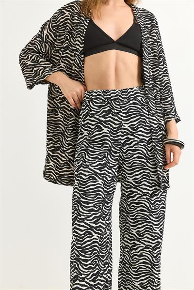 Dokuma Zebra Desen İkili Takım Siyah