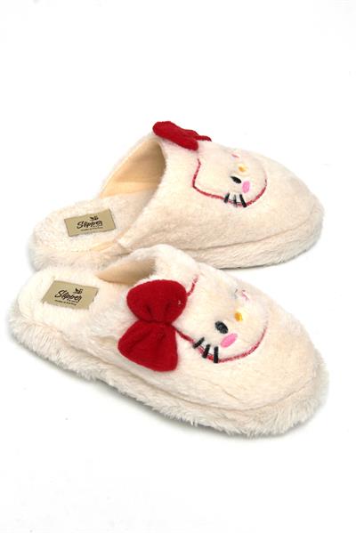 Hello Kitty Figürlü Kadın Ev Terliği Ekru