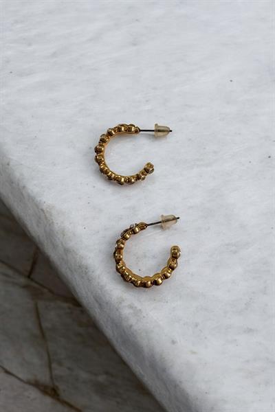 Altın Kaplama Taşlı Halka Küpe Gold