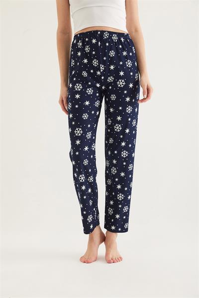 Beli Lastikli Kadın Pijama Altı Lacivert