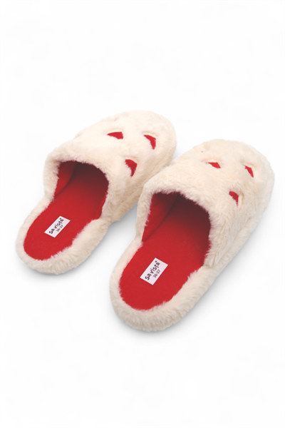 Kadın Sessiz Taban Kalp Motifli Ev Terliği