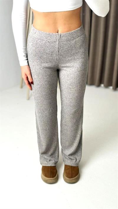 Fitilii Bol Paça Gri Triko Esnek Pantalon