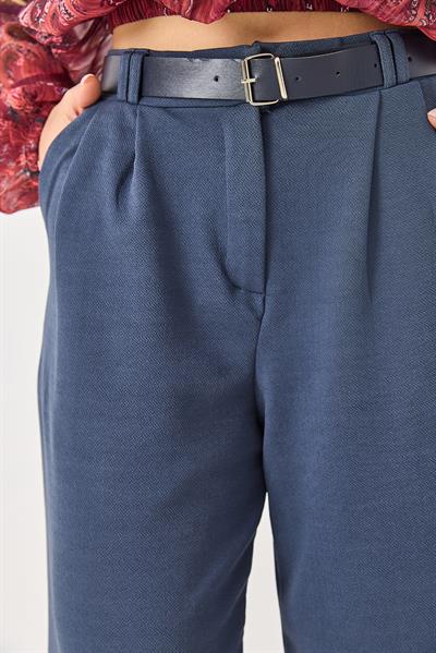 Likralı Krep Örme Kumaş Kemerli Salaş Pantolon Antsrasit
