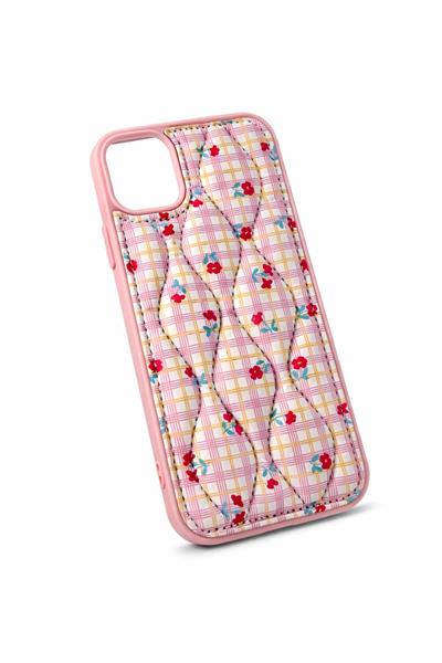 İphone 11 Uyumlu Çiçek Desenli Kabartmalı Kılıf Pembe