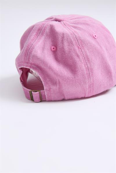 Eskitme Model Yıkamalı Düz Şapka Açık Pembe