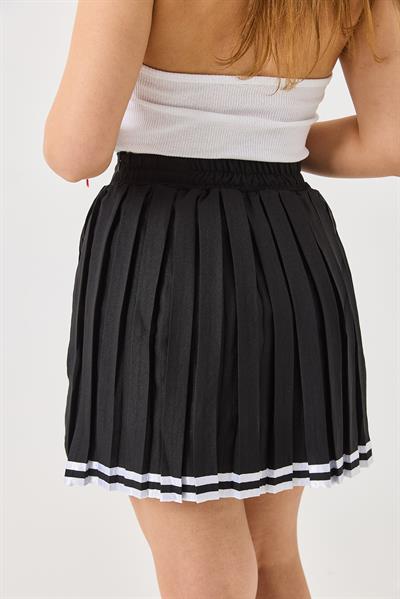 Kadın Pileli Kolej Mini Etek Siyah