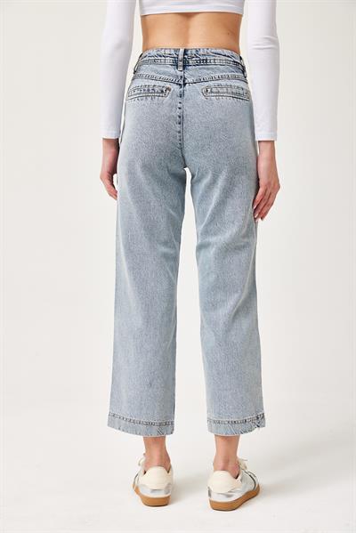Mavi Yıkamalı Baggy Kot Pantolon	 Mavi