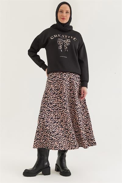 Leoparlı Etekli Scuba İkili Takım Siyah