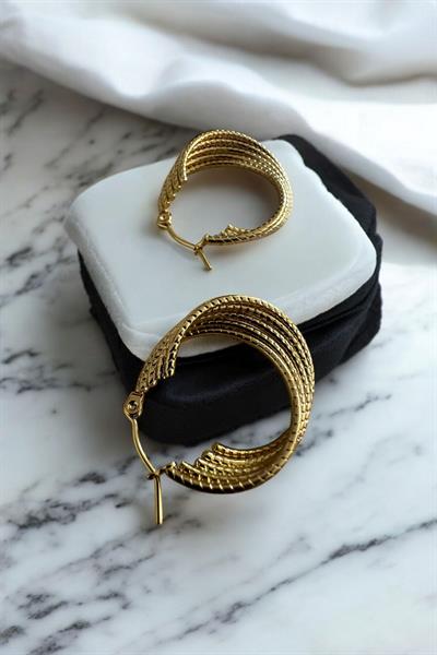 Çelik 5li Birleşik Küpe gold