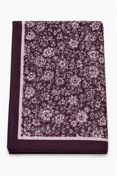 Kadın Çiçek Desenli 180X70 Ölçülü Şal Bordo