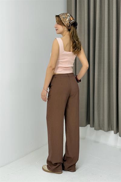 Kadın Rahat Kesim Bol Paça Mevsimlik Pantolon Kahverengi