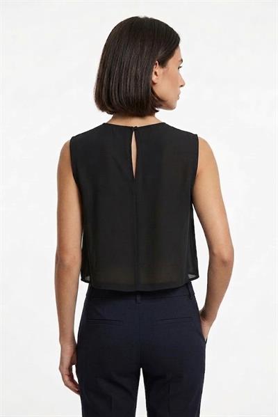 Kadın Kolsuz Crop Bluz Siyah