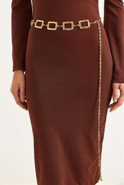 Kare Model Zincir Kemer Gold 105 CM