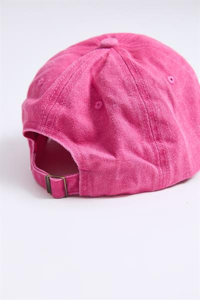 Eskitme Model Yıkamalı Düz Şapka Pembe