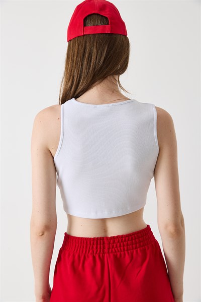Kadın Göğüs Dekolte Kaşkorse Crop Bluz